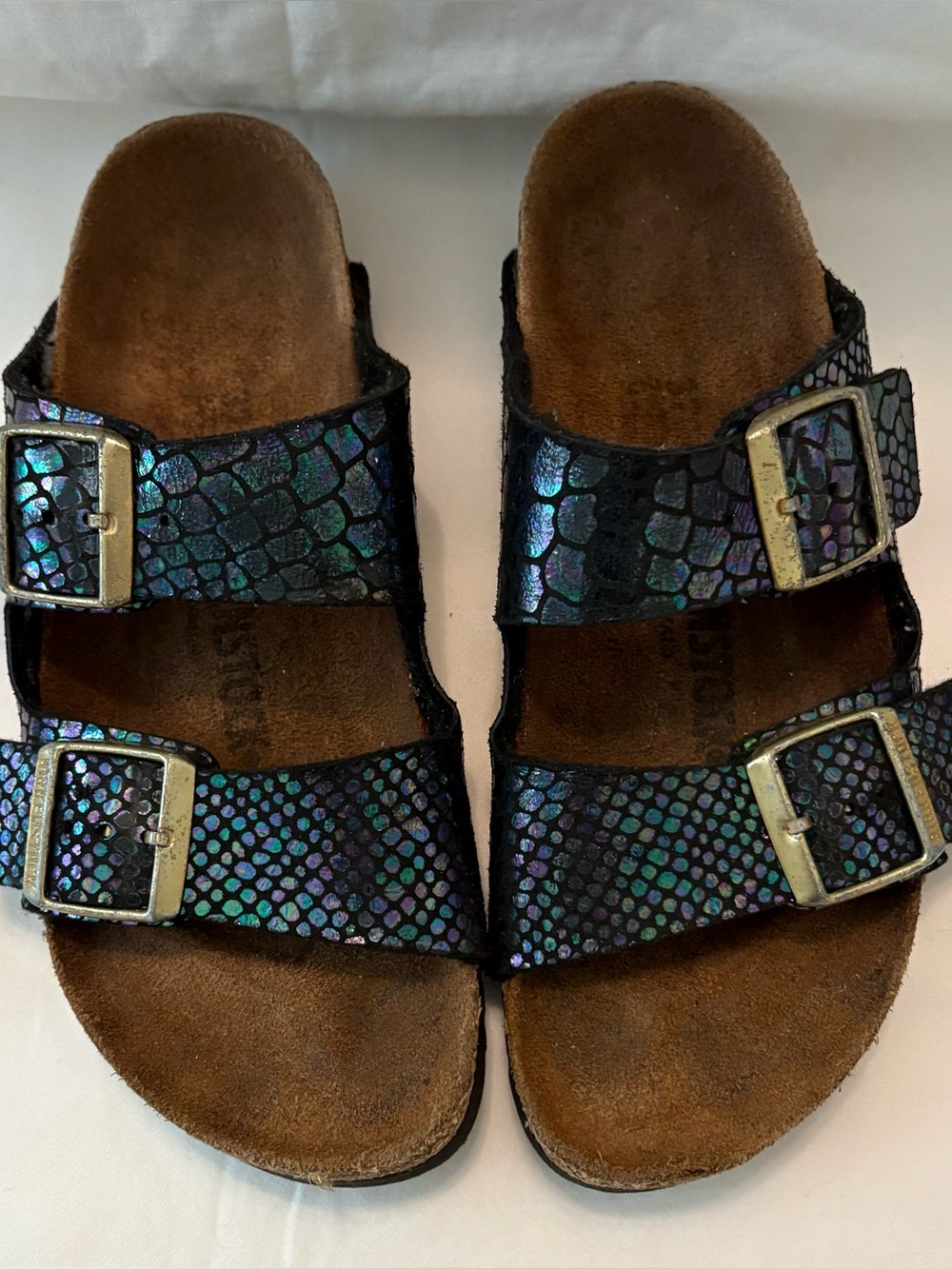 Birkenstock Sydney Shiny Snake Black Women’s Size 6-6.5